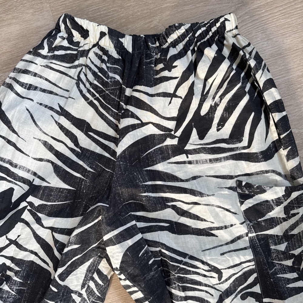Bryn Walker Xx-Small Linen Vacation Cropped Pull On Pants Leaf Vacation Tropical - Picture 2 of 12
